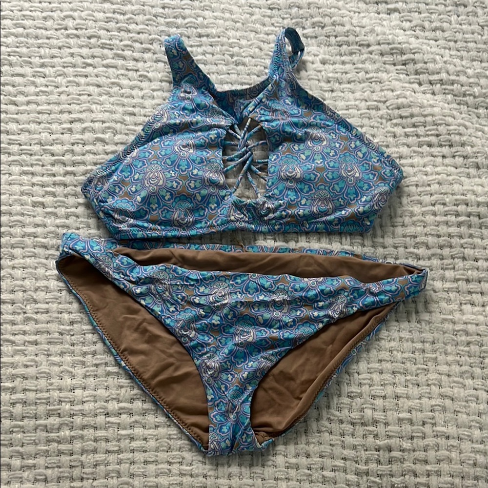 Blue Patterned Radio Fiji Bikini Set